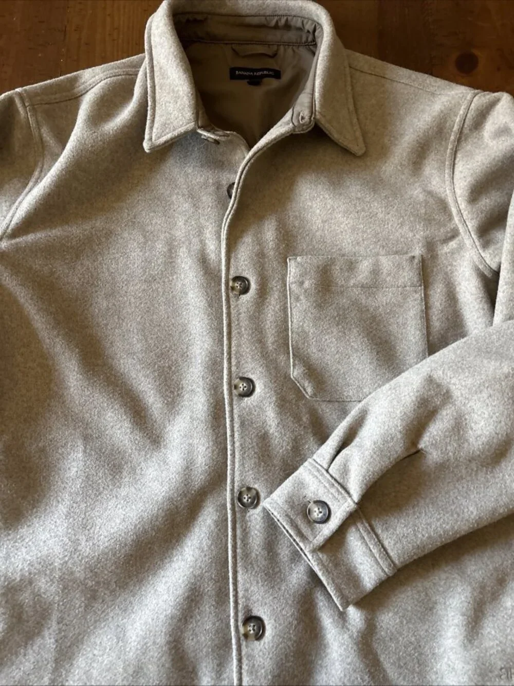 mens banana republic Brown Button Front Jacket Size Large Shacket With Pockets - Picture 5 of 8